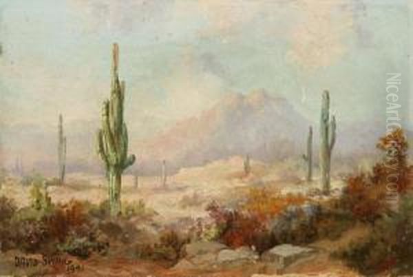 Desert Landscape With Cacti Oil Painting by David Swing