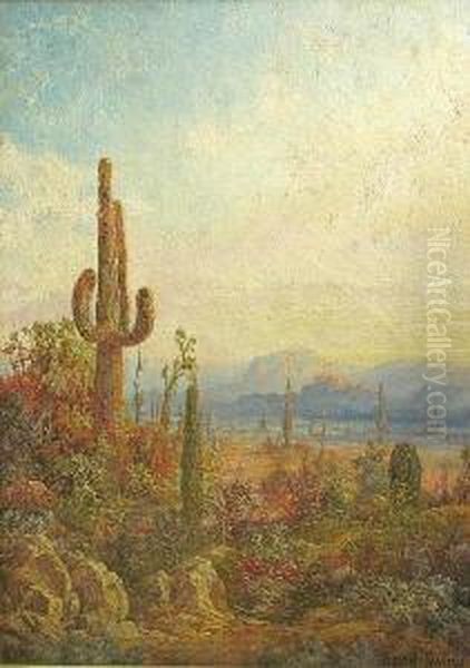 Land Of Cacti Oil Painting by David Swing