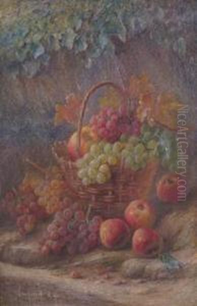 Still Life Of Apples And Grapes Oil Painting by John Frank Swingler