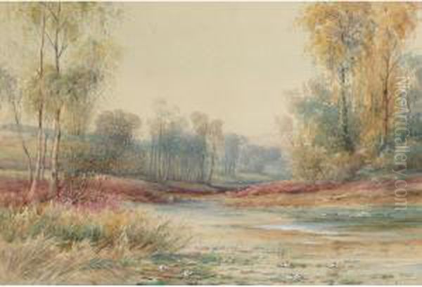 Brook And Heather Oil Painting by John Frank Swingler