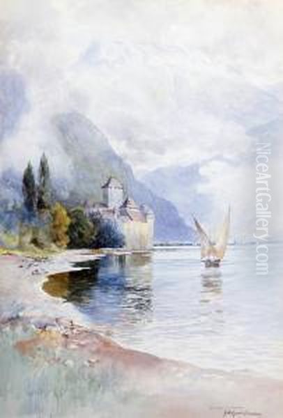 Chateau Chillon, Lake Geneva Oil Painting by George Swinstead