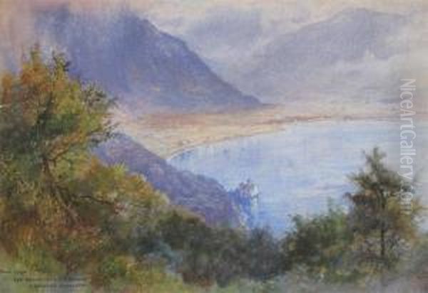 The Rhone Valley Lake Geneva, From Glion Oil Painting by George Swinstead