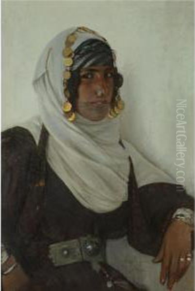 Girl From Damascus Oil Painting by Rudolf Swoboda