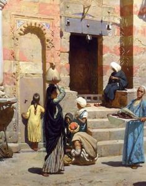 A Street In The Casbah Oil Painting by Rudolf Swoboda