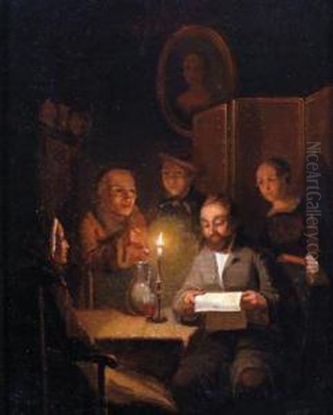 Die Neuesten Nachrichten Oil Painting by Pieter Gerard Syamaar