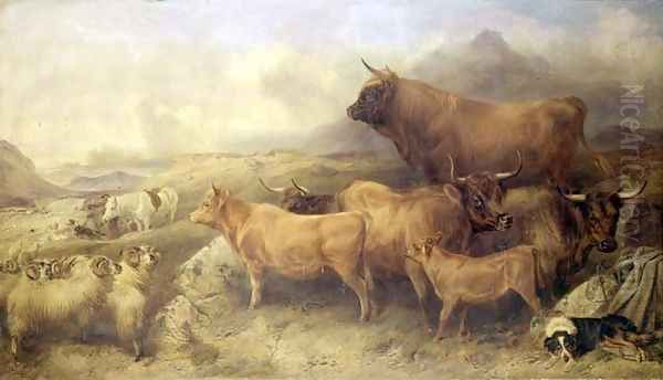 A Highland Cattle Fair, Isle of Skye Oil Painting by Richard Ansdell