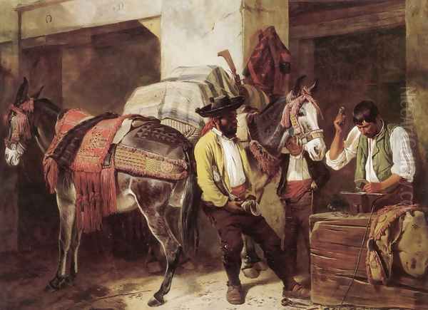 The Blacksmith's Shop Oil Painting by Richard Ansdell