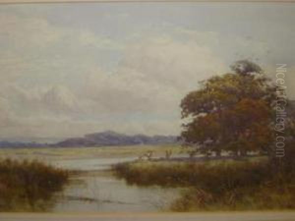 Riverscene With Fishermen Oil Painting by Henry Sykes