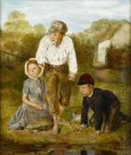 The Young Anglers Oil Painting by Henry Sykes