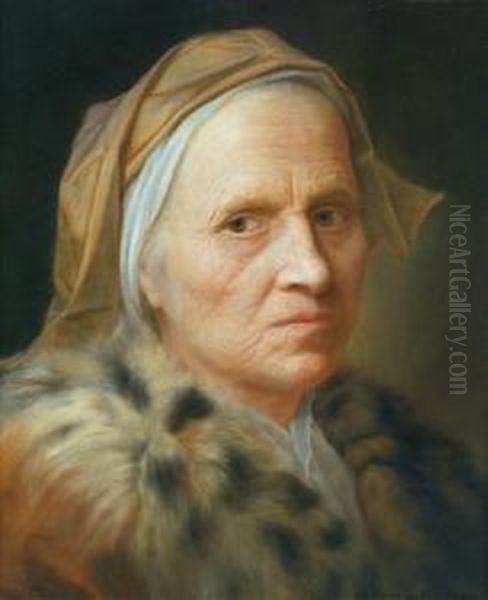 Ritratto Di Vegliarda Con Collo Di Pelliccia Oil Painting by Lotte Sykora