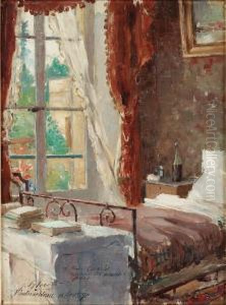 Interior Oil Painting by Joseph Noel Sylvestre