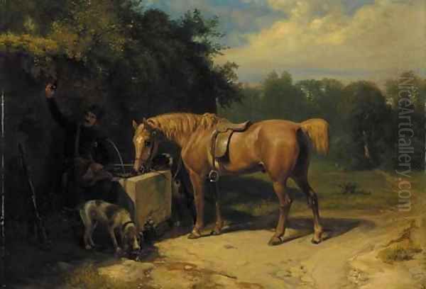 At the Water Pump Oil Painting by Richard Ansdell