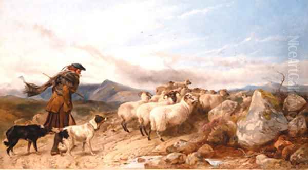 Crossing the Moor Oil Painting by Richard Ansdell