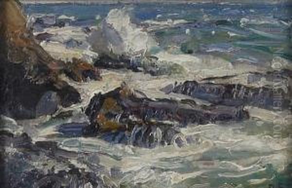 Rocky Coastal Scene Oil Painting by George Gardner Symons