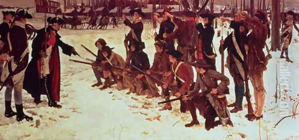 Baron von Steuben drilling American recruits at Valley Forge in 1778, 1911 Oil Painting by Edwin Austin Abbey