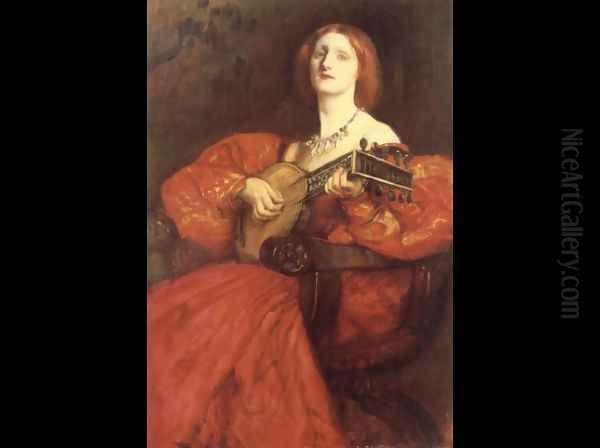 A Lute Player Oil Painting by Edwin Austin Abbey