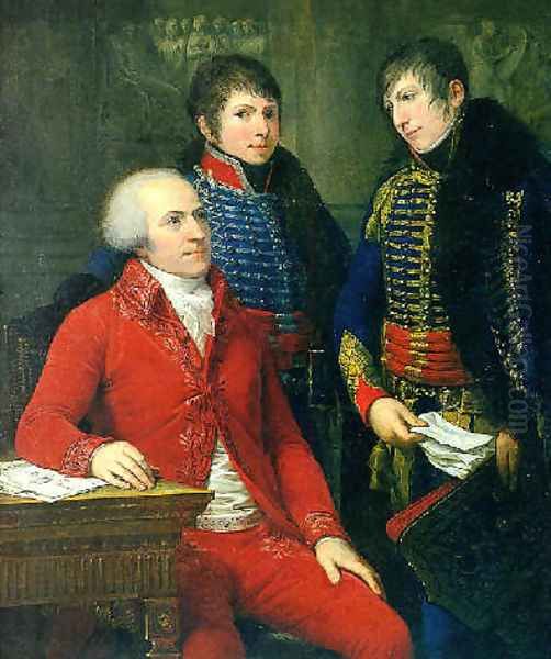 Portrait de Claude Petiet et de ses deux fils en uniforme de l'armée impériale Oil Painting by Andrea, the Elder Appiani