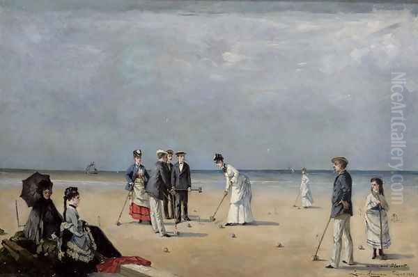 A Game of Croquet, 1872 Oil Painting by Louise Abbema