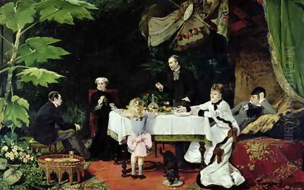 The Luncheon in the Conservatory, 1877 Oil Painting by Louise Abbema