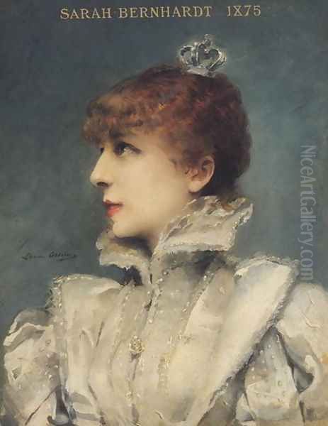 Sarah Bernhardt (1844-1923) 1875 Oil Painting by Louise Abbema