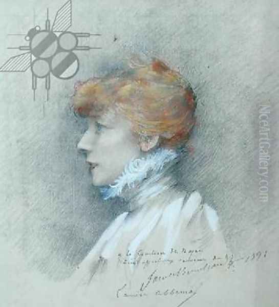 Sarah Bernhardt (1844-1923) 1891 Oil Painting by Louise Abbema