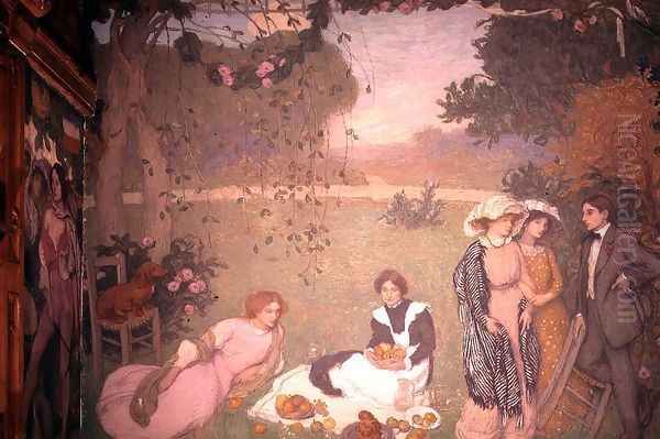 Lunch on the Grass, 1910 Oil Painting by Edmond-Francois Aman-Jean