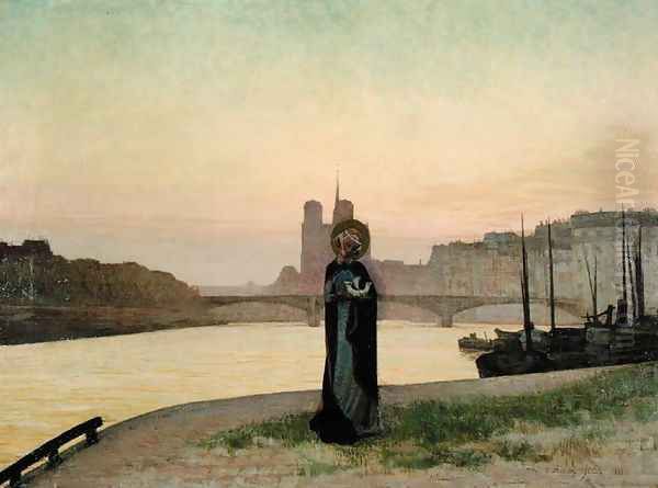 St. Genevieve, 1885 Oil Painting by Edmond-Francois Aman-Jean