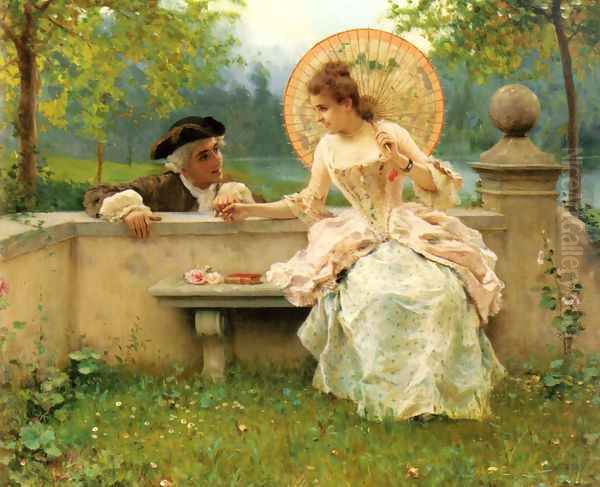 A Tender Moment in the Garden Oil Painting by Federico Andreotti