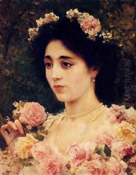 The Pink Rose Oil Painting by Federico Andreotti