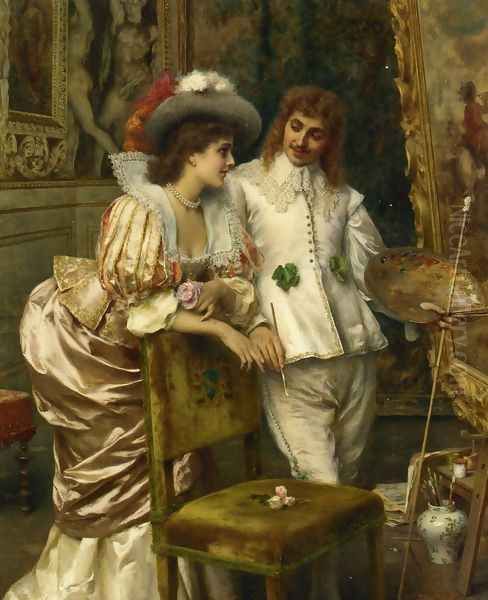 A Visit to the Studio Oil Painting by Federico Andreotti