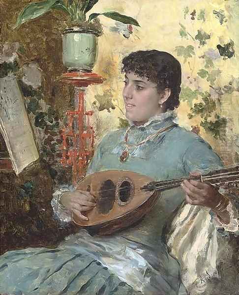 A tune on the lute Oil Painting by Federico Andreotti