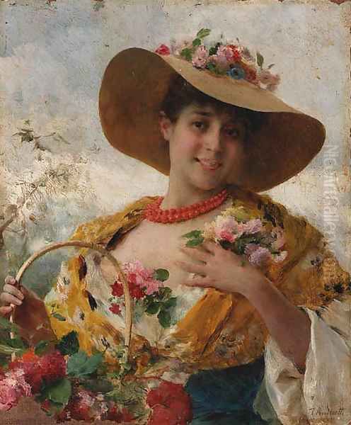 The flower girl Oil Painting by Federico Andreotti