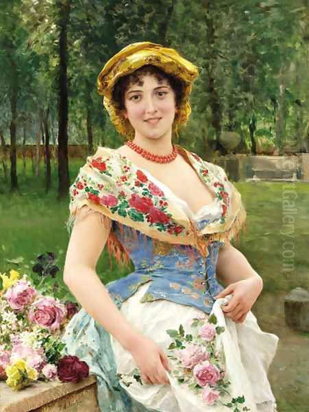 The flower seller Oil Painting by Federico Andreotti