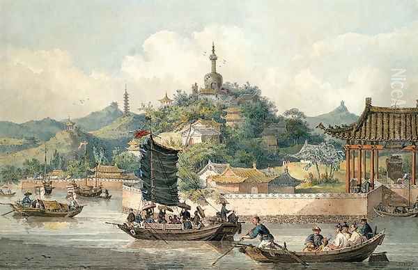 Emperor of China's Gardens, Imperial Palace, Peking, 1793 Oil Painting by William Alexander