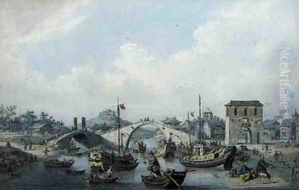 Boats on the River at Suchow, China Oil Painting by William Alexander