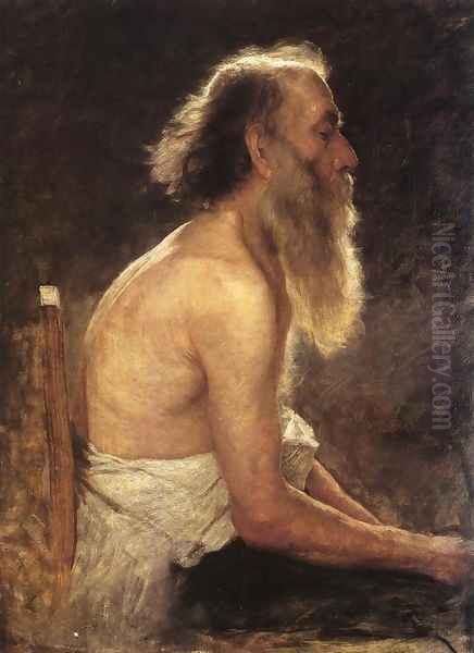 Half-Length Figure Study Oil Painting by John Ottis Adams