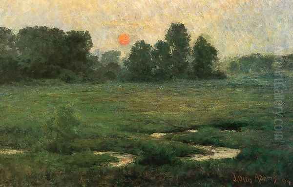 An August Sunset - Prarie Dell Oil Painting by John Ottis Adams