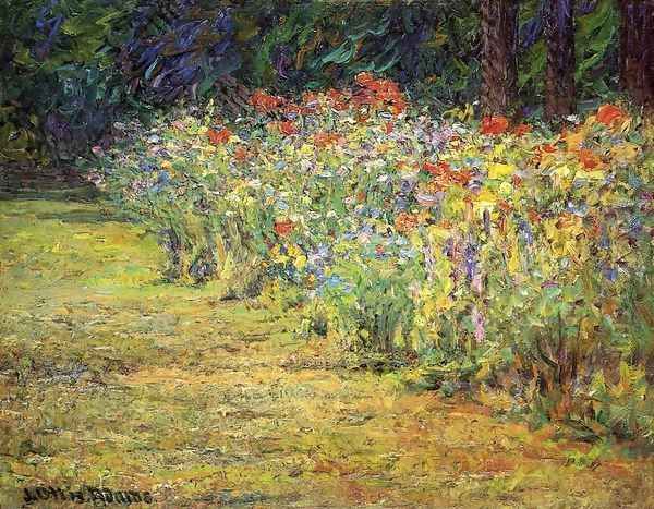 Flower Border Oil Painting by John Ottis Adams