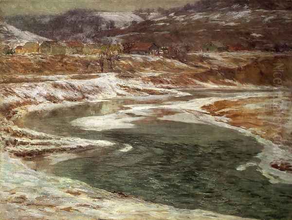 Winter - Brookville Oil Painting by John Ottis Adams