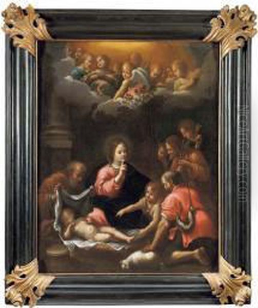 Adorazione Dei Pastori Con San Giovannino Oil Painting by Innocenzo Tacconi