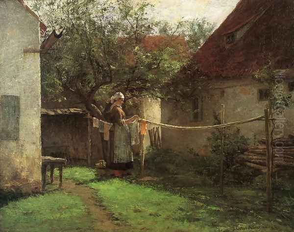 Wash Day, Bavaria Oil Painting by John Ottis Adams