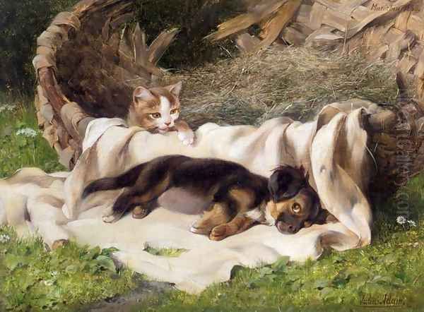 Two Friends Oil Painting by Julius Adam