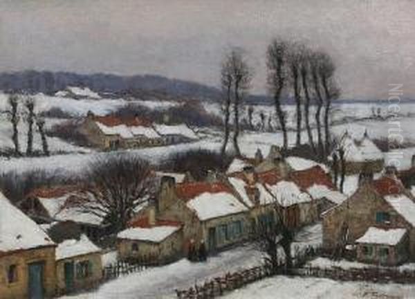 Village En Hiver Oil Painting by Jean-Francois Taelemans