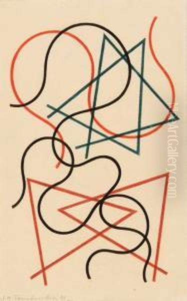 Lignesgeometriques Et Ondoyantes Oil Painting by Sophie Taeuber-Arp