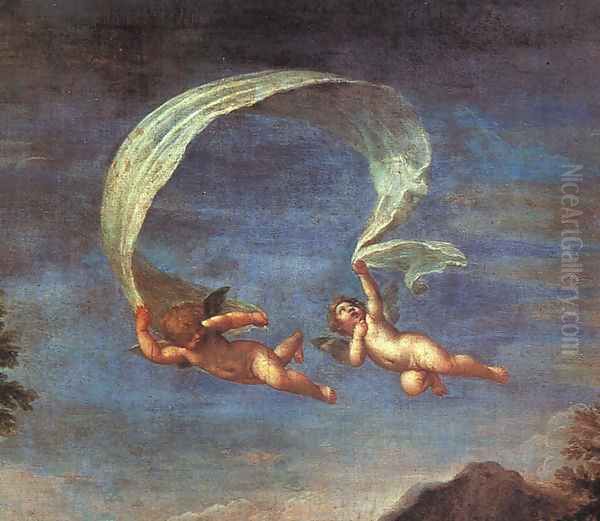 Adonis Led by Cupids to Venus (detail) 1600 Oil Painting by Francesco Albani