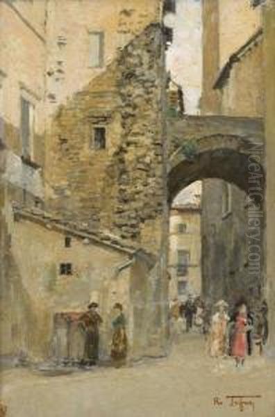 Vicolo Con Arco Oil Painting by Raffaele Tafuri