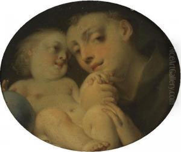 The Infant Christ With Saint Anthony Of Padua Oil Painting by Giovanni Battista Tagliasacchi