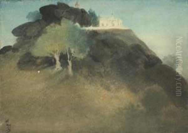 Temple On Hill Top by Abanindranath Tagore