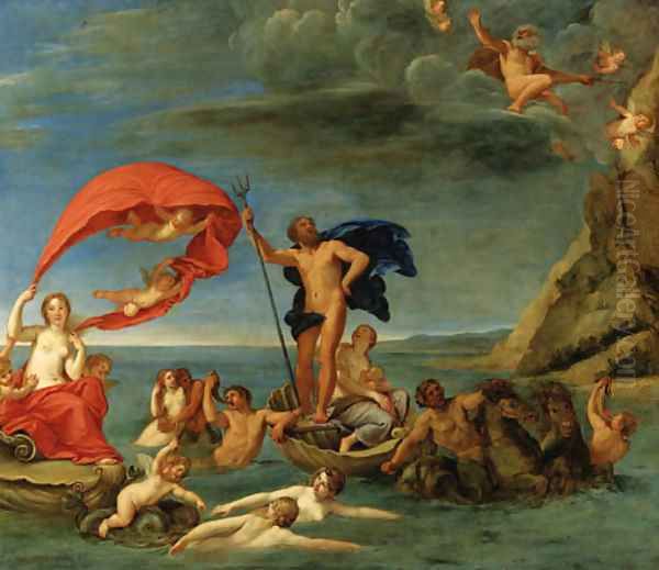 The Maritime Realm Neptune and Amphitrite Oil Painting by Francesco Albani