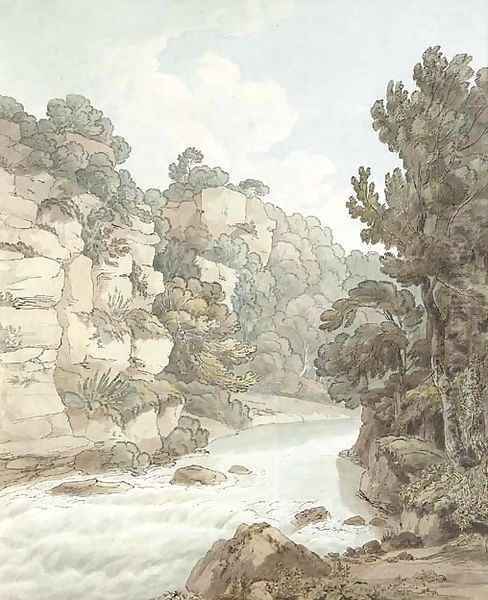 The river near Hawthornden, Devon Oil Painting by John White Abbott